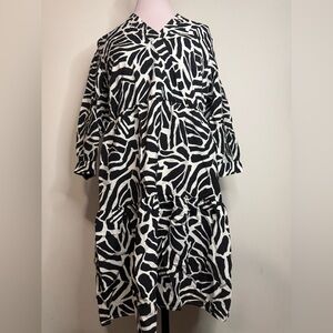 Rachel Zoe Black and White Zebra Print Dress 3/4 sleeve EUC size large